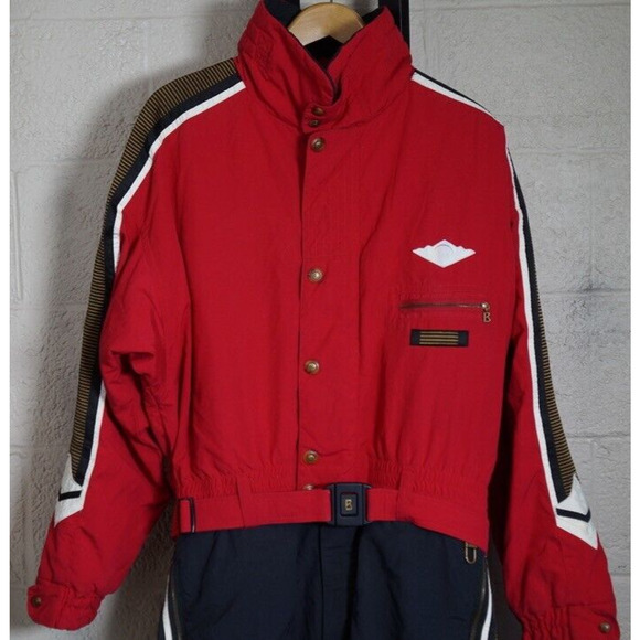 Bogner Ski Suit One Piece Snowsuit Snow Bib Apres Sport Red Vtg Large MENS 42 L - Picture 2 of 10
